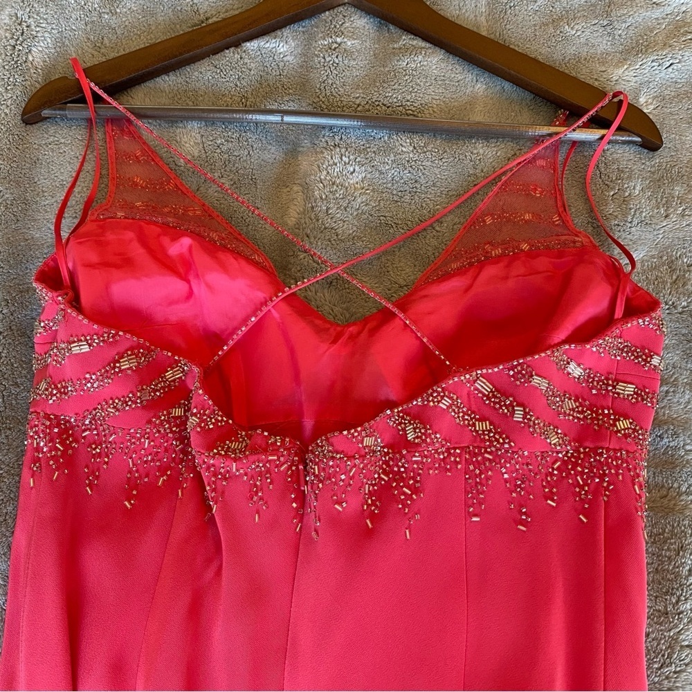 Pink beaded Cache Dress size 8 - Picture 7 of 8